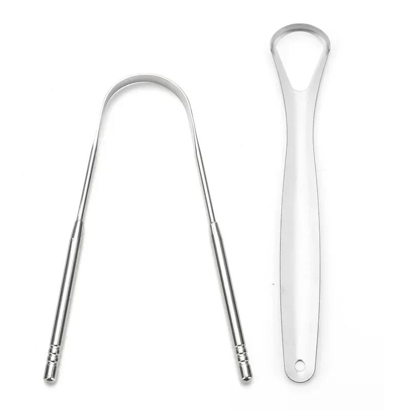 Non-Slip Handle Tongue Scraper Reusable Stainless Steel Portable Tongue Cleaner for Oral Hygiene