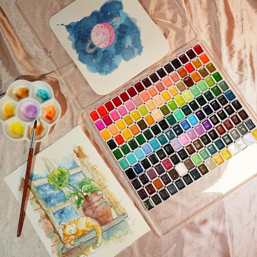 Watercolor Paint Set 98/60/48/36/24 Colors, Professional-quality art supplies for artists adult painting aketching, Non-Toxic