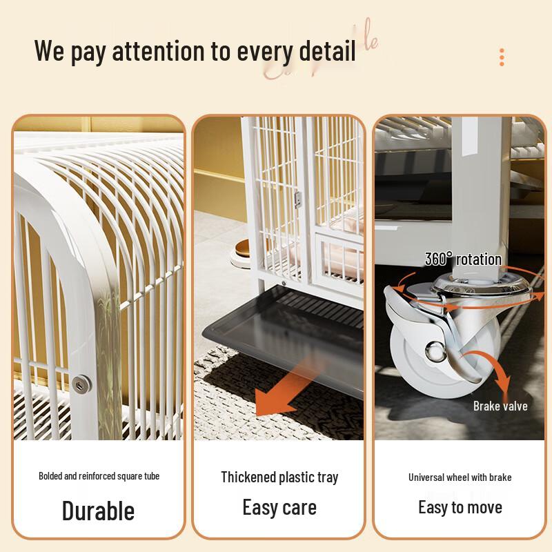 Thickened Square Tube Indoor Dog Cage with Toilet