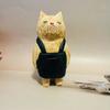 Handmade Wood Carving Cat Ornament Cartoon Hand Engraving Cat Decorations  Bookshelf Decor