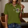 Women's Casual Button Front Short Sleeve Polo Shirt 250th Anniversary United States Printed Top 1776 To 2026 Commemorative Apparel