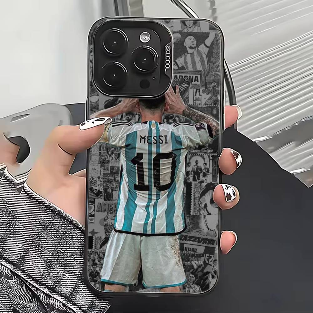 Football M-MESSi Cool Phone Case For iPhone 17,16,15,14,13,12,11 Plus,Pro Max,XS,Colorful Silver Phone case Funda Cover
