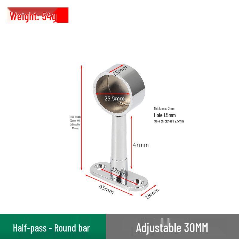 Stainless Steel Wall-Mounted Rod Holder for Clothes, Towels, or Curtains