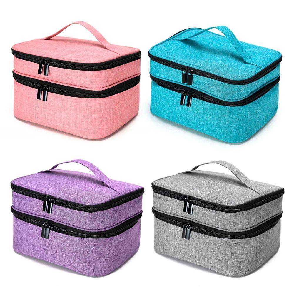 30 Bottles Nail Polish Storage Bag Double-Layer Portable Nail Varnish Holder Multifunctional Essential Oil Handbag