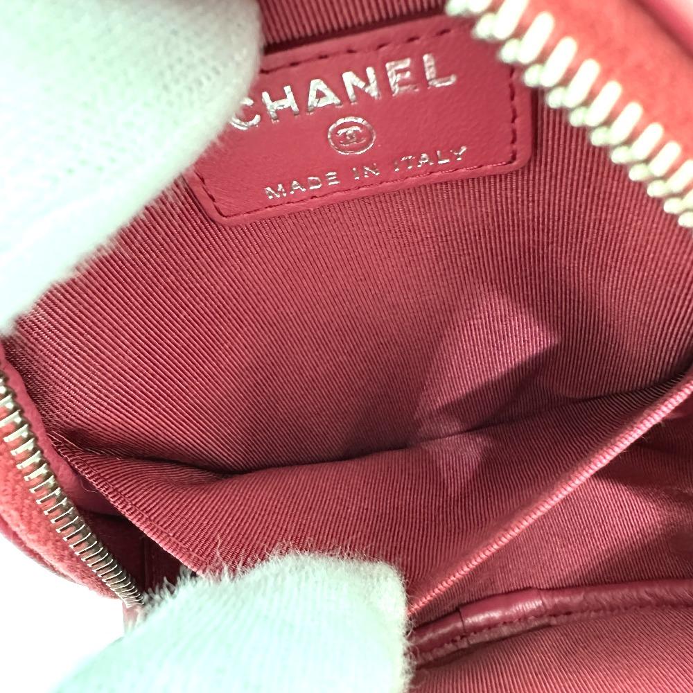 CHANEL CC Mark Round Chain Shoulder Bag Lambskin Leather pink