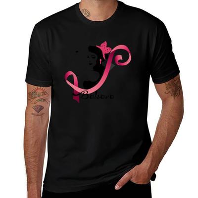 Believe Breast Cancer Awareness Ribbon Survivor Unisex Tee Tshirt Independence Day Short Sleeve Tshirt
