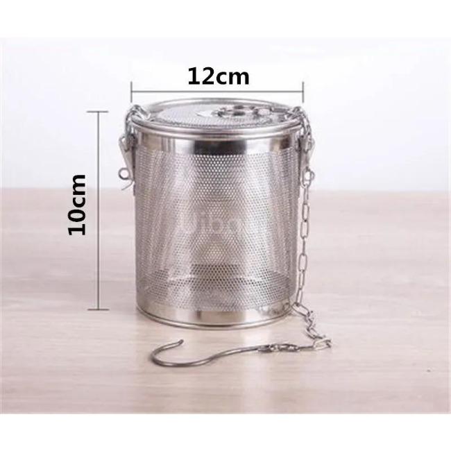 Kulatý otvor 304 nerezová ocelová kořenící taška na omáčku, polévku, chuť koření, košík, solný hrnec, oddělovač strusky, cedník, sítka
