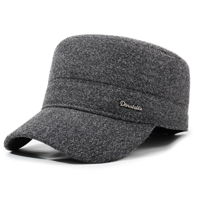 Middle-Aged and Elderly Cap Men's Winter Flat Cap Ear Protection Cap Autumn Winter Thick Warm Grandpa Cotton Cap