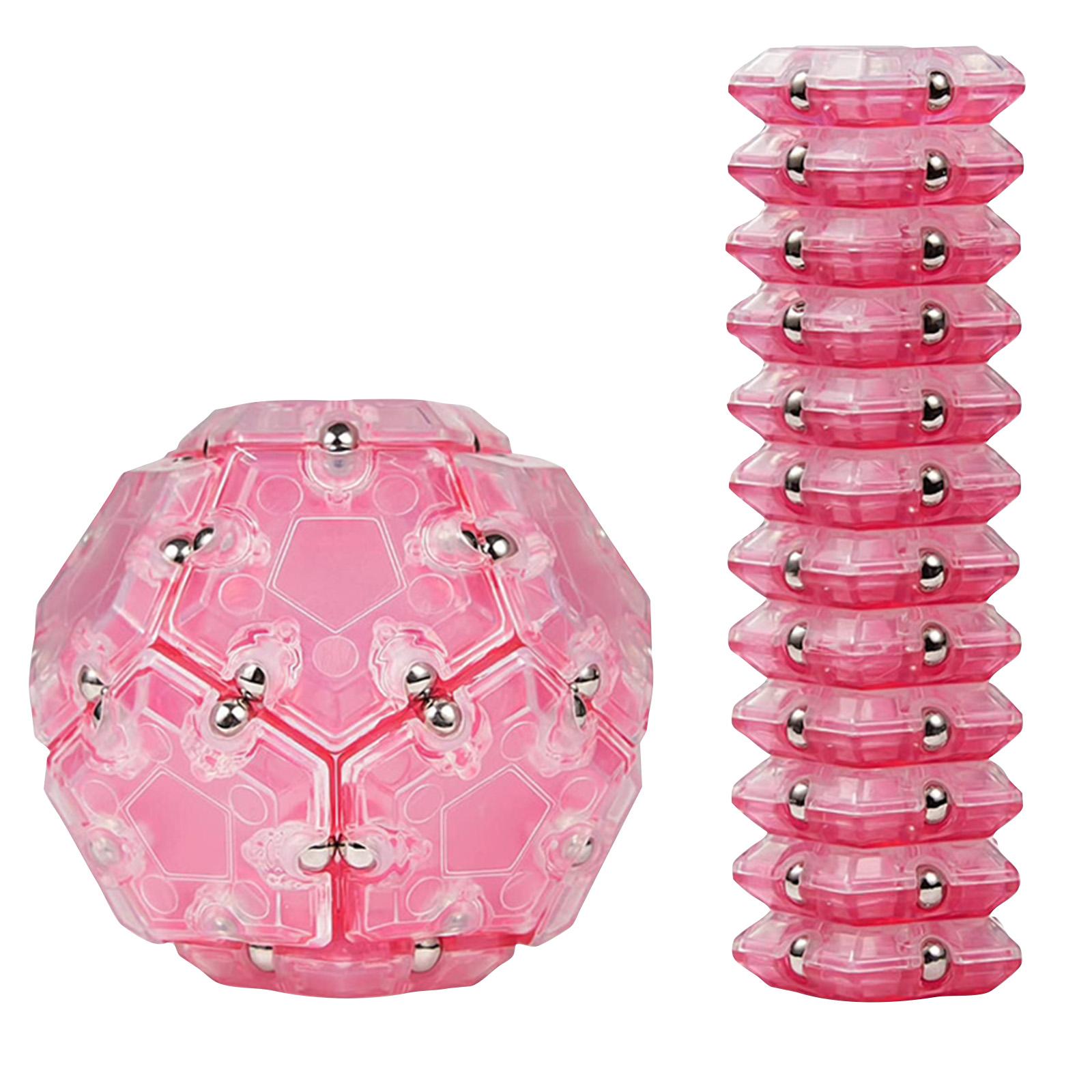 

Magnetic Fidget Toy Sphere and Stackable Magnetic Blocks Set for Stress Relief and Focus Enhancement Durable Plastic Construction One Size рожевий