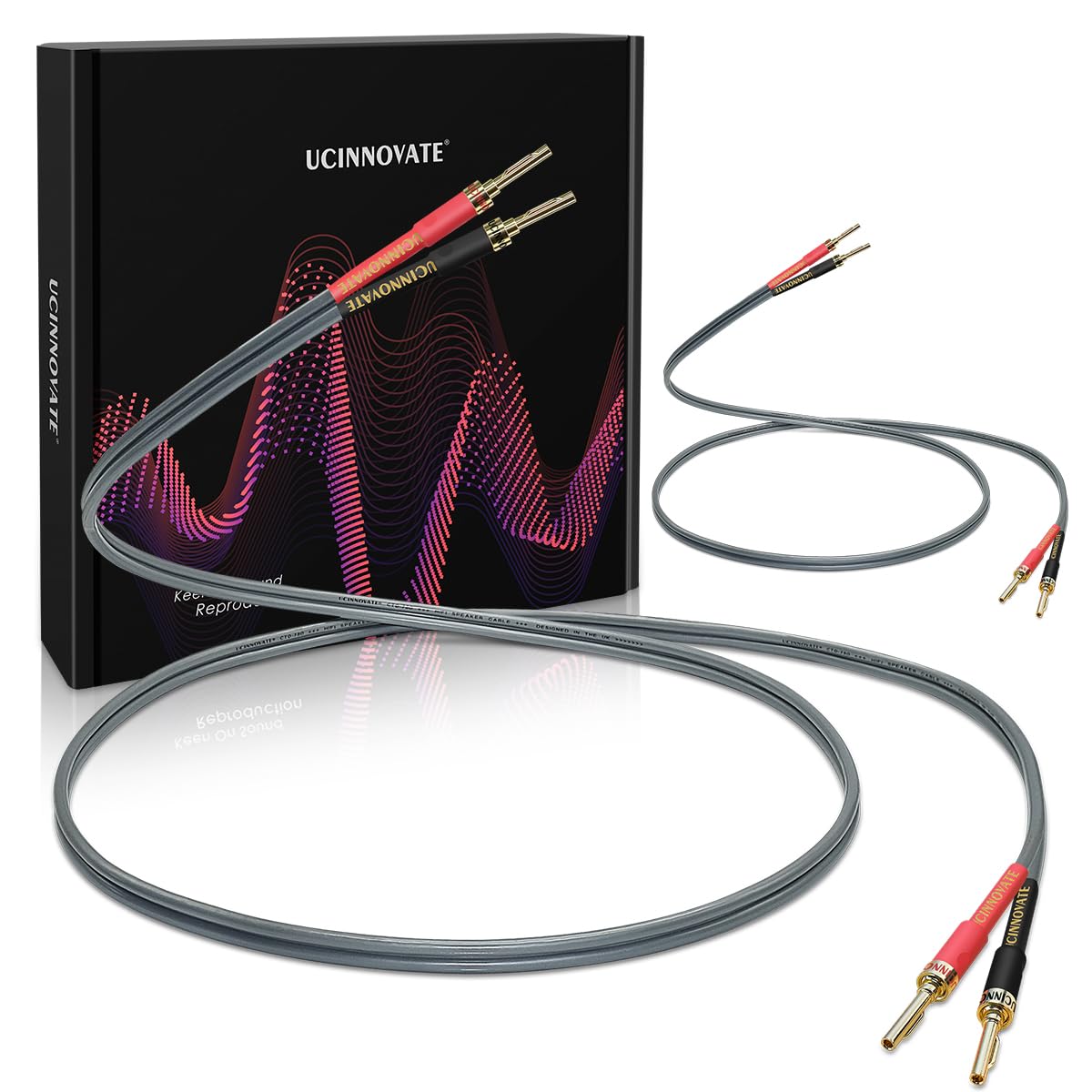 

UCINNOVATE OFC Speaker 12AWG Audiophile HiFi Speaker Cable with Banana Plugs for Home Theater Surround 4m Heavy-Duty Bi-Wire High-End Cable,