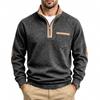 Autumn Winter Men Casual Half Zipper Stand Collar Sweatshirt Chic Patchwork Long Sleeve Loose Pullover Tops