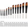 12PCS Pearl White Handles Art Paint Brush Set Tongue Tip & Angle Tip Firm Fastening Nylon Fiber Brushes Soft Nylon Fiber