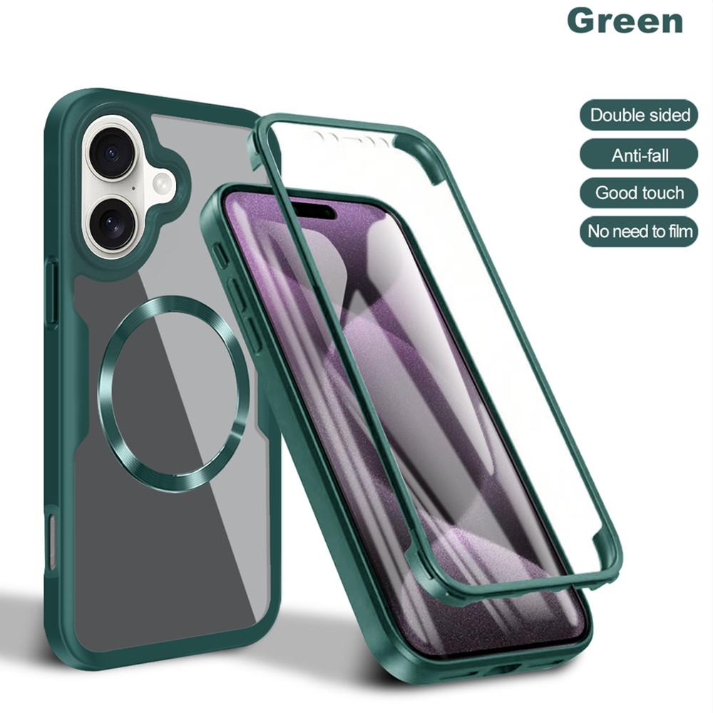 Anti-scratch Touch Screen Case 360 Protector Film Case for iPhone 16 15 14 13 12 11 Pro Max Plus TPU Ultra Thin Magnetic Magsafe