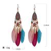 Ethnic Long Feather Drop Earrings For Women Bohemian Tassel Handmade Beads Leaf Dangle Earring Lady Elegant Party Jewelry