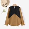 ZANZEA Women Casual Round Neck Long Sleeve Loose Patchwork Blouse