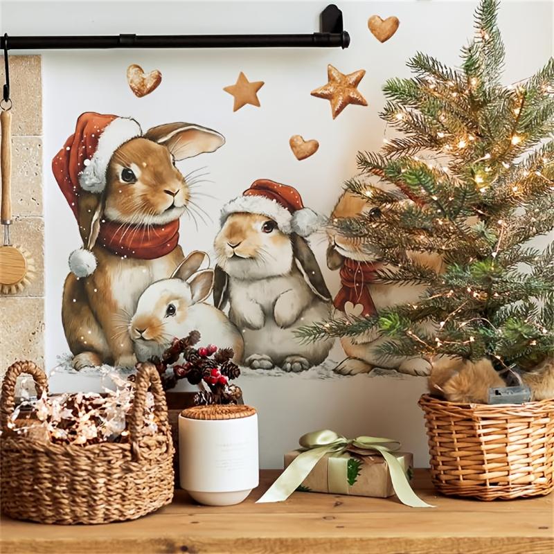 1pc Cute Rabbit Wall Stickers - Family, Self-Adhesive Removable Holiday Decals for Bedroom Living Room Background Walls