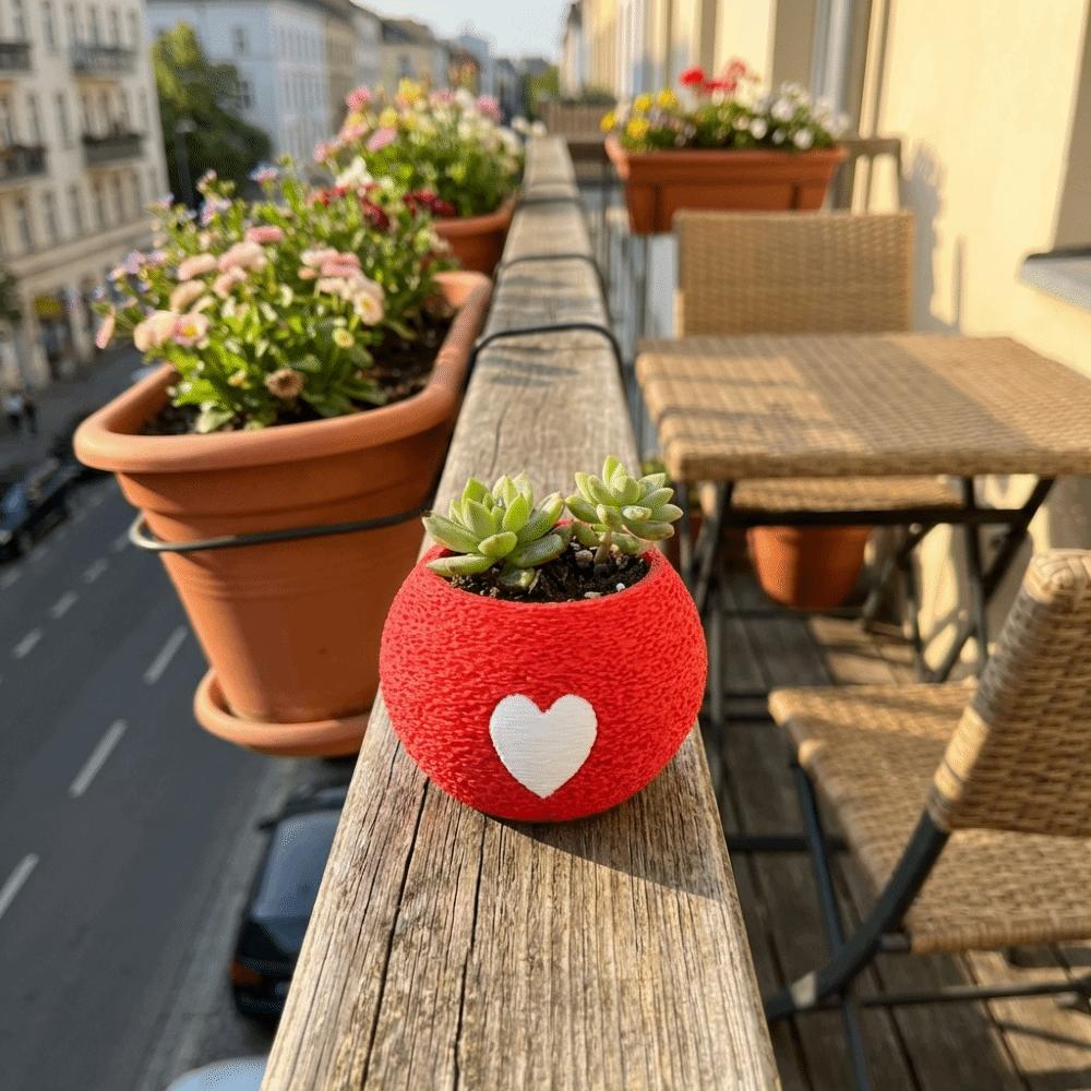 Mini 3D Printed Plant Pot Heart Pattern Eco-Friendly Planter Unique Bonsai Pots Office