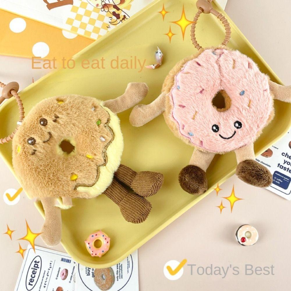 

Plush Donut Plush Key Rings Cartoon Donut Plush Keychain Bag Pendant коричневий