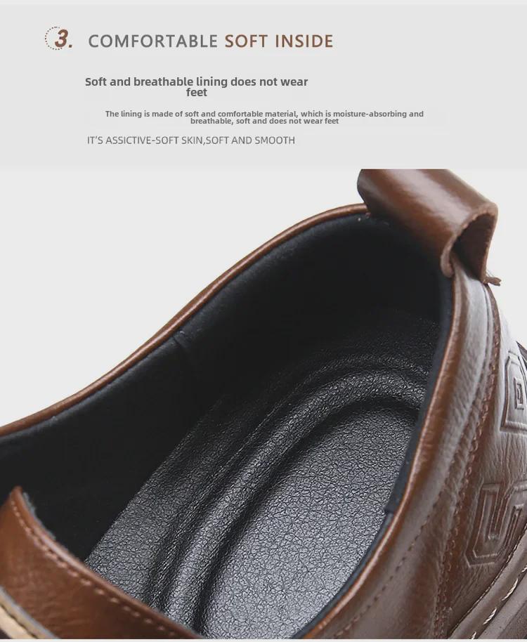 Men's Retro Derby Low-Top Leather Casual Work Shoes - Breathable, Round Toe, American Style