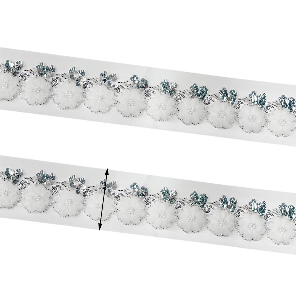 White Heavy Industry Woven Disc With Sequined Rice Beads Three-Dimensional Lace Clothing Hanfu Wedding Accessories