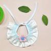 3D Floral Cat Bib with Ruffle Design and Color Block Patchwork for Weddings