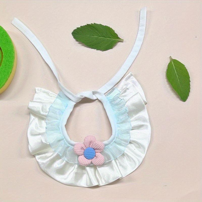 3D Floral Cat Bib with Ruffle Design and Color Block Patchwork for Weddings