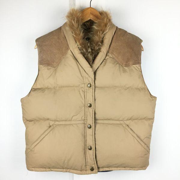Prestwick Real Fur Down Vest with Suede Yoke Size M Brown