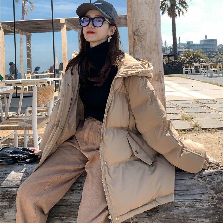 2021 Coreano Mujeres sueltas Abajo Chaqueta de pan de algodón de cintura ancha  Ropa negra azul casual con capucha comprar a buen precio — entrega  gratuita, reseñas reales con fotos — Joom