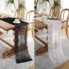 White Floral Lace Table Runner Black Table Cover Chair Sash for Banquet Baptism Wedding Party Table Decoration