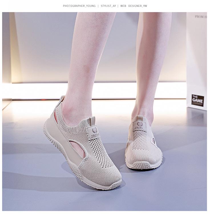 2025 Girls' Summer Korean Style Flyknit Hollow-Out Casual White Shoes K1506