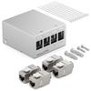 Patch Panel - Deleycon - Mk5298 - 4 RJ45 Ports - Includes 4 Cat.6a Modules - Light Gray RAL 7035