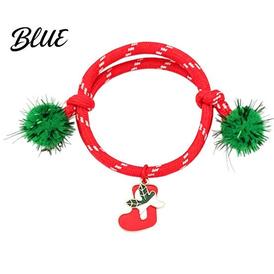 Cute Snowman Wrist Decor Christmas Bracelets Red Green String Bracelet Adjustable Rope Bracelet with Bag Charm Lanyard And Tinsel Pom Poms Holiday