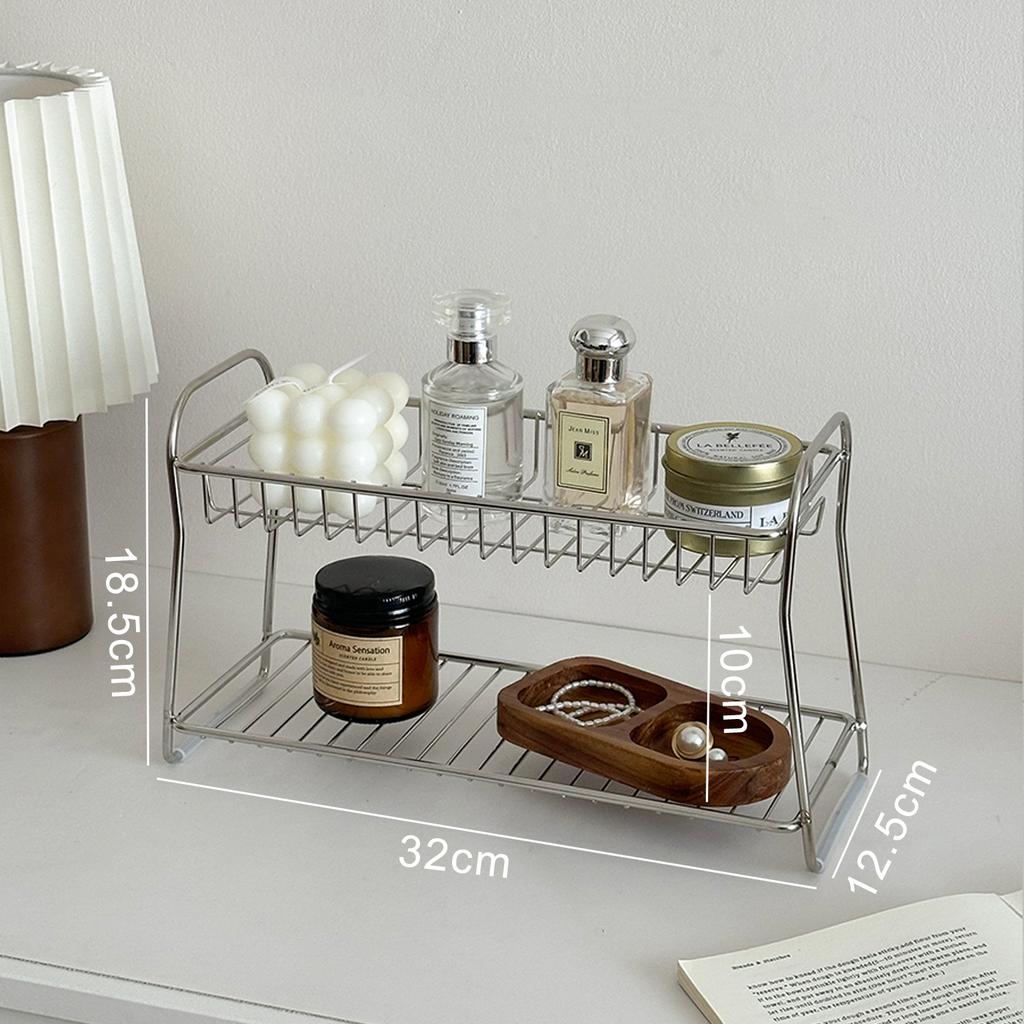 Stainless Steel Bathroom Toilet Countertop Rack Multi-layer Desktop Cosmetic Skin Care Product Storage Rack Cup Finishing Rack