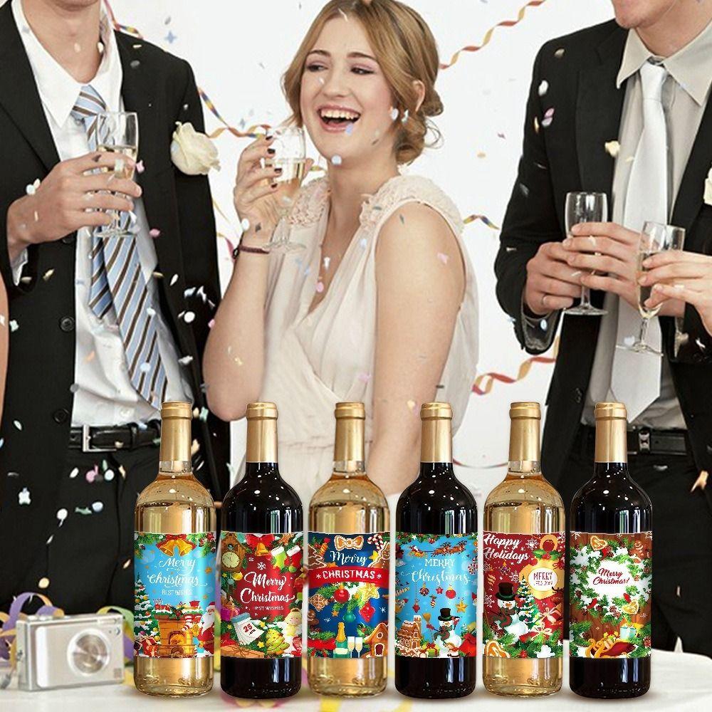 Snow Man Christmas Wine Bottle Sticker Wine Bottle Cover  Christmas Party Decor