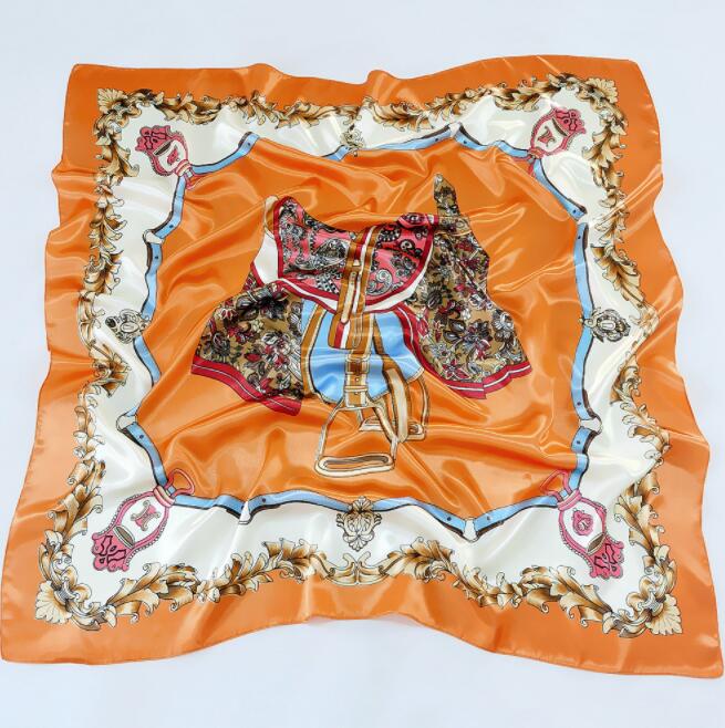 New Designs 90*90cm Square Silk Scarves Women Foulard Head Scarf Ladies Shawl Wrap Bandanna Female Chiffon Hijab Beach Scarf