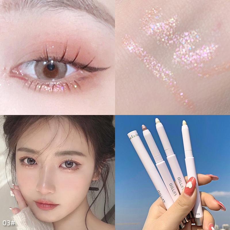 Diamentowy jedwabnik ołówek brokat matowy cień do powiek ołówek makijaż twarzy zakreślacz długotrwały biały różowy złoty Eyeliner Pen