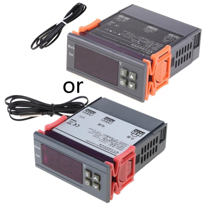 Digitaler LED-Temperaturregler Heizung Celsius Thermostat Relais LED-Ausgang mit NTC-Sensorsonde AC 90-250V