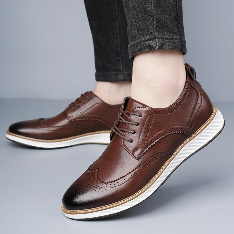 Fashion Casual men's leather shoes Leisurely comfortable and minimalist style Work and office Black brown hot selling shoes Plus Size
