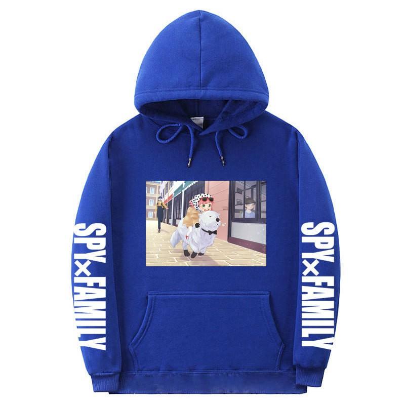 Spy X Family Anime Print Hooded Sweatshirt Men Women Oversized Fleece Pullover With Ribbed Hem