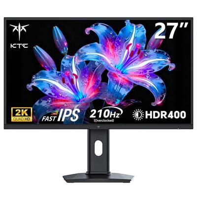 Monitor da Gioco KTC H27T7P-2 da 27 Pollici Fast IPS, 2K 2560x1440, 210Hz Overclockato, 1ms MPRT, HDR400, Adaptive Sync, Bassa Emissione di Luce Blu