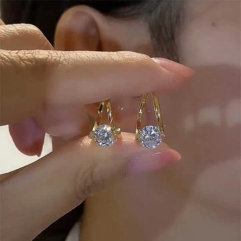 Round Geometric Zircon Earrings for Women - New Minimalist Style