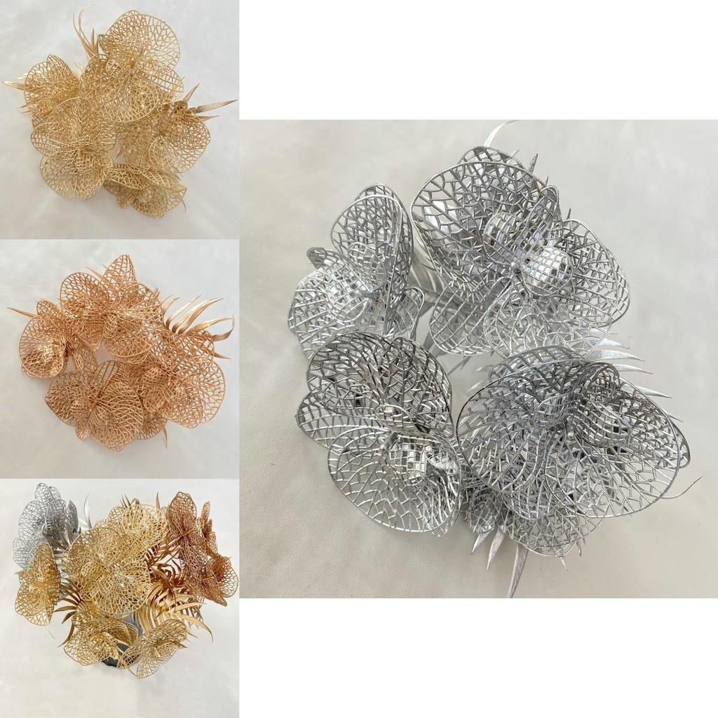 Artificial Floral Arrangement With Metallic Orchid Lotus For Wedding Tabletop Venue Decor 72 Chars