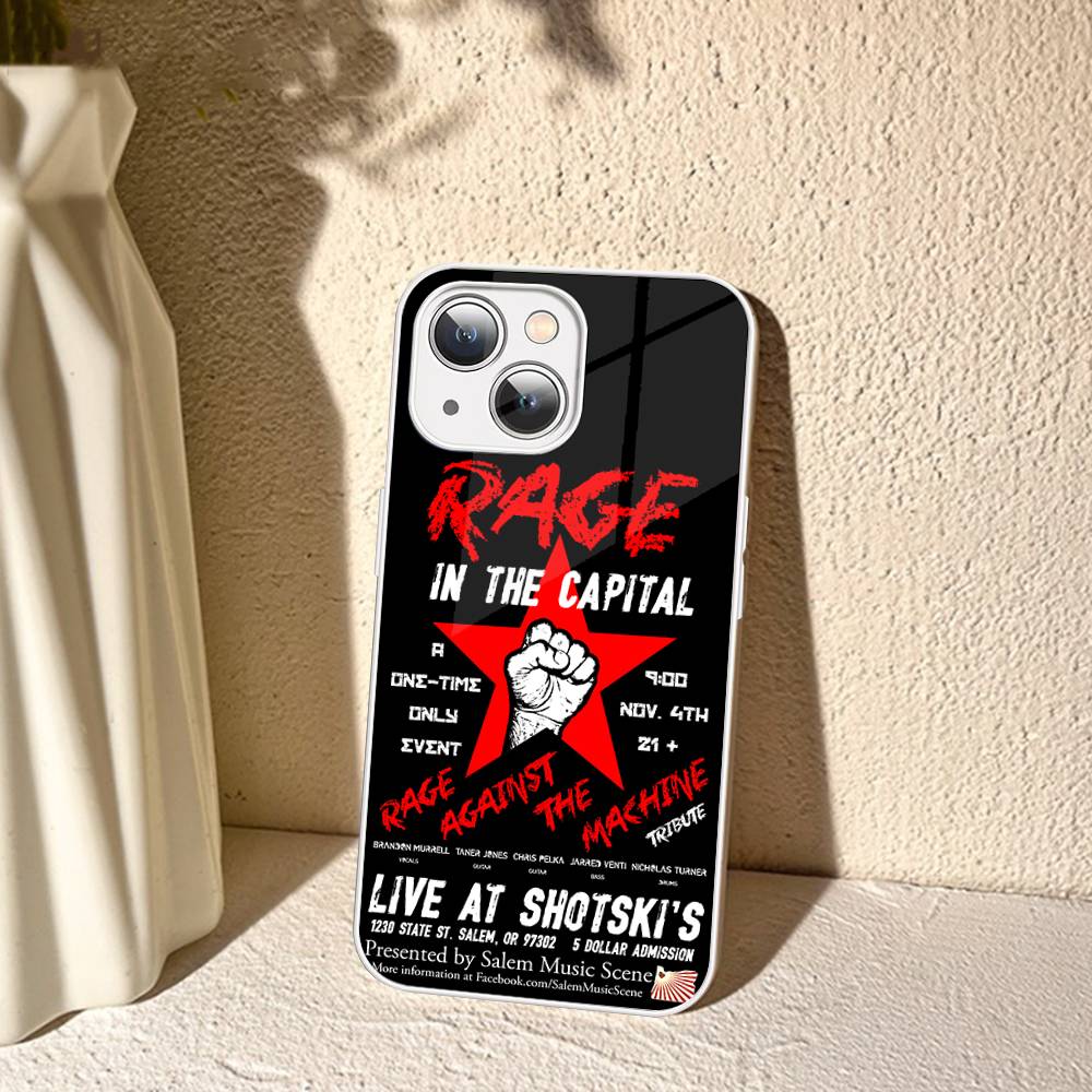 R-Rage A-Against T-The M-Machine Band Tempered Glass For Iphone 14 13 12 11 Pro Mini XS MAX 14Plus X XS XR Cover