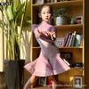 Rochie de Competiție Latină din Catifea pentru Fete cu Fustă Amplă Costum Profesional pentru Spectacol Copii Scenă