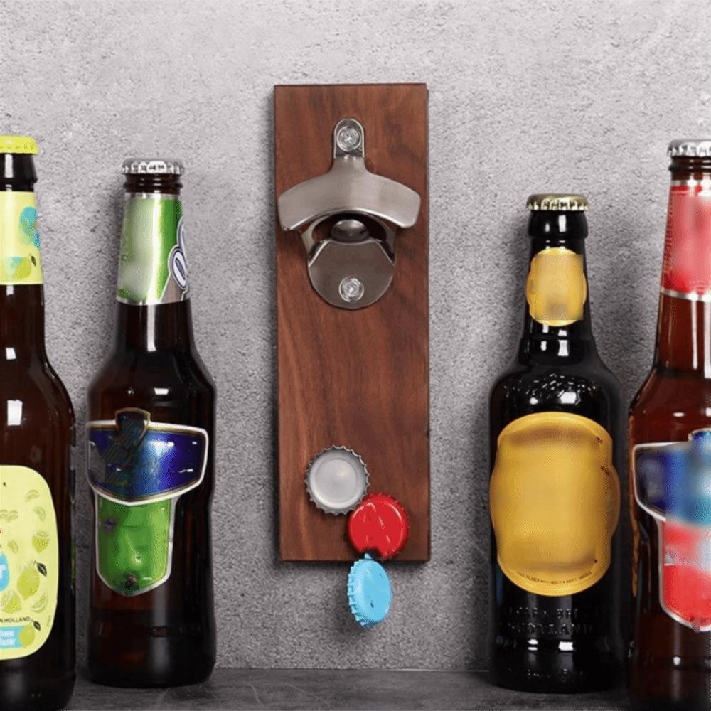 Wooden Magnetic Bottle Opener Vintage Fridge Magnet Bottle Opener Wall Mounted Bottle Opener  Party