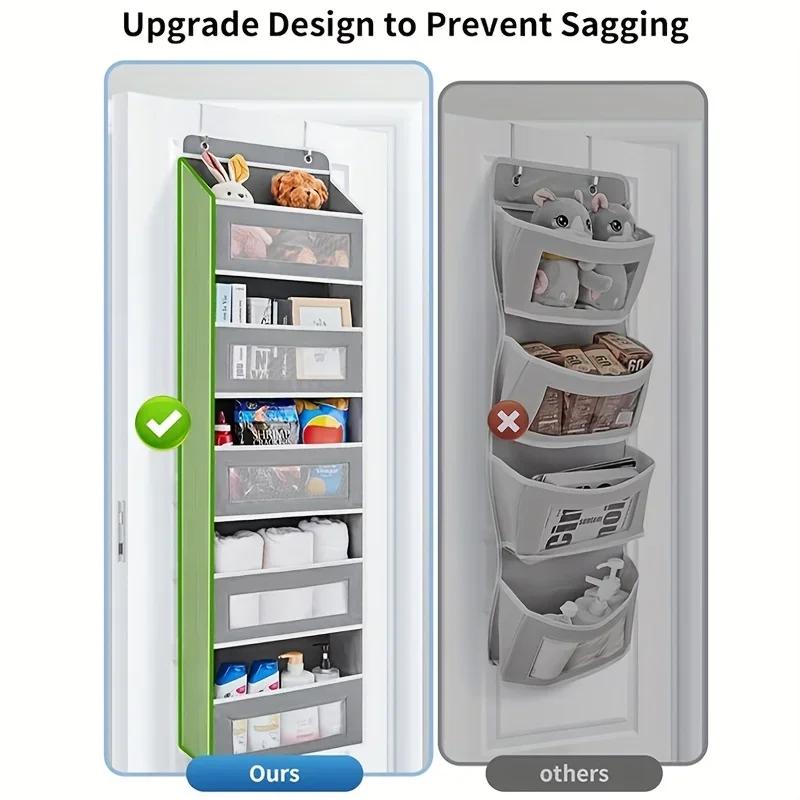 5-Shelf Hanging Storage Organizer - Behind Door Anti-Tilt 5 Large Capacity Pockets Suitable for Bedroom Bathroom