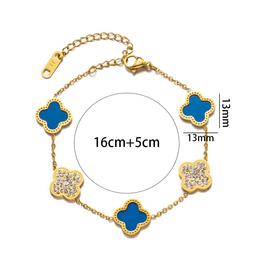 18K Titanium Steel Four-Leaf Clover Bracelet Fashion Charm Hand Jewelry Five-Leaf Bracelet