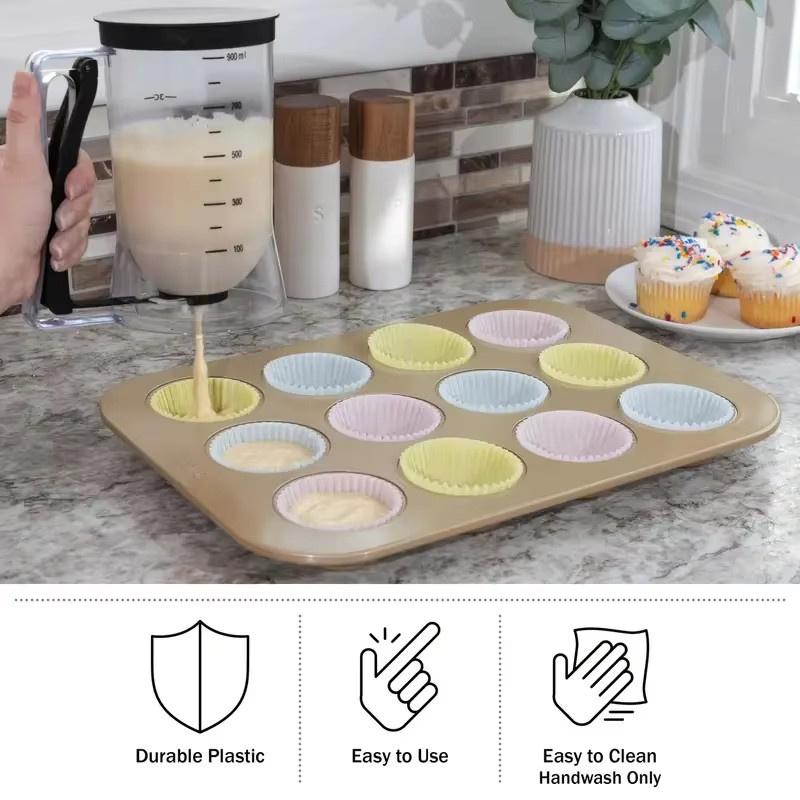 Cupcake Batter Dispenser - Designed for Easy Pouring - Non-Stick And Space-Efficient Ideal for Making Waffles Cakes and Pancakes