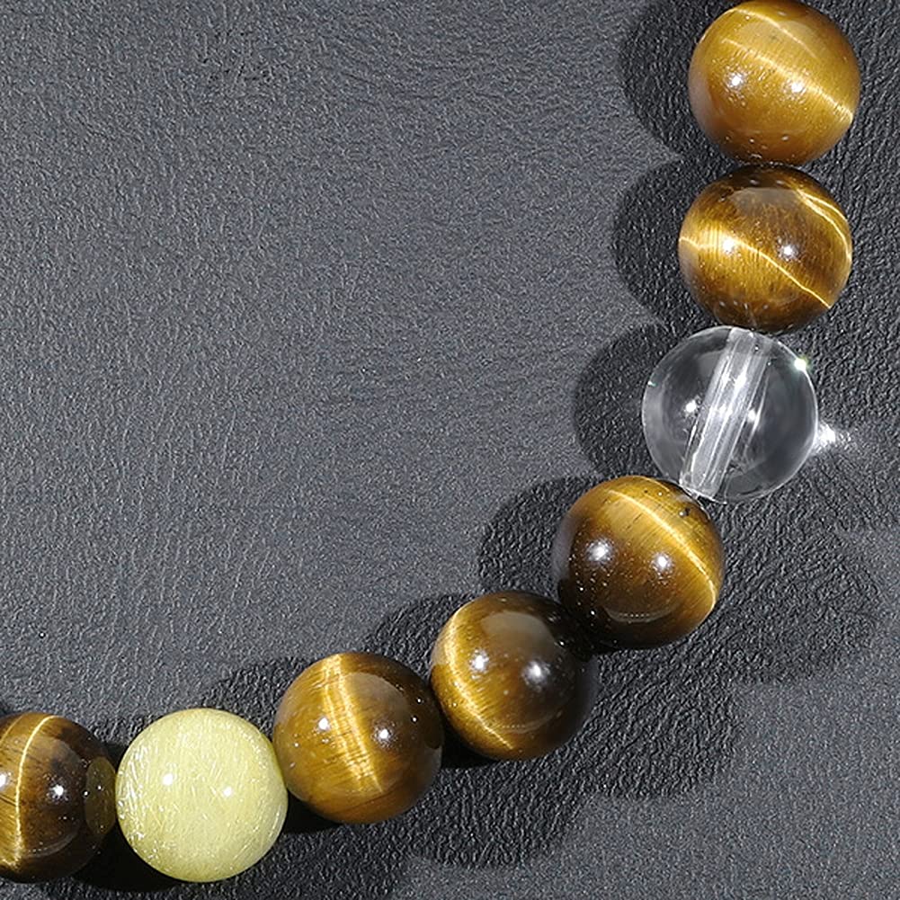 Shinjuku Ginnokura Gelbes Tigerauge Rutilquarz Kristall Armband 8mm 18cm ML Größe Naturstein Kraftstein Herren Damen