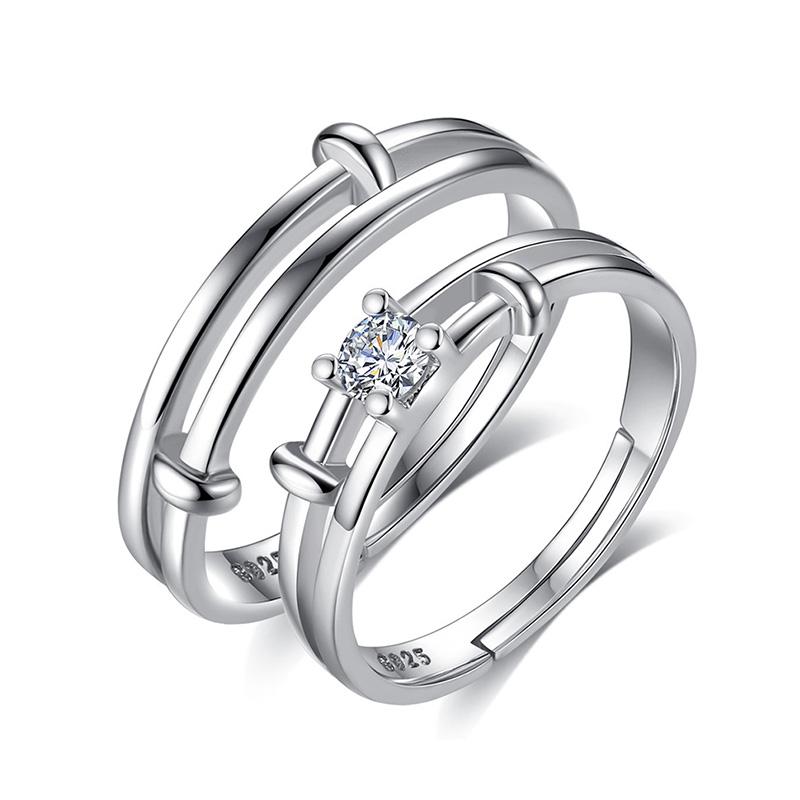 Classic Couple Rings For Men Women CZ Stone Trendy Wedding Lovers' Ring Jewelry Romantic Valentine's Day Present Ring Accessory